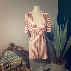 Forever 21 red multi/ white striped Romper